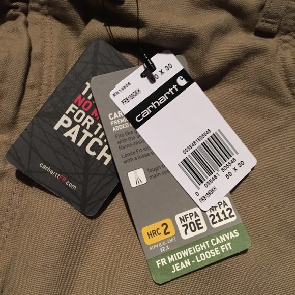 New Carhartt FR 50X30 Khaki Jean Pants. Big & Tall - Picture 4 of 5